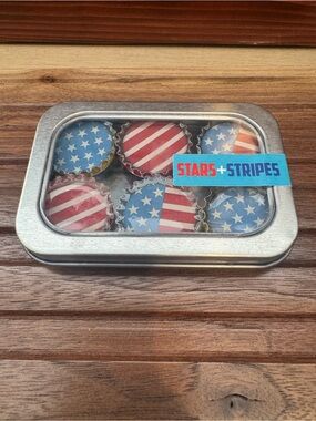 Patriotic Bottle Cap Magnets - Red, White & Blue Stars and Stripes